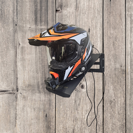 Charged Up Motorcycle Helmet Holder with USB Chargers